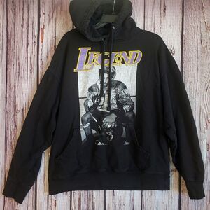 Kobe Bryant Large Hoodie Legend Graphic Black Cotton Blend Smart Kangaroo Men